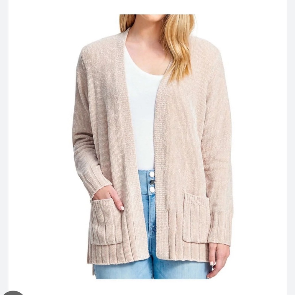 Seven7 open front taupe cardigan